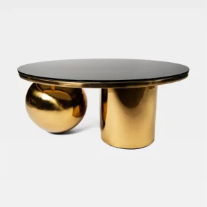 MESA DE CENTRO ESFERA E CILINDRO EM DOURADO