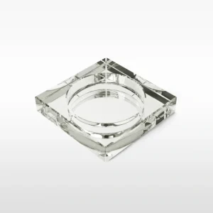 SQUARE PETITE PRATEADO, CINZEIRO DE CRISTAL