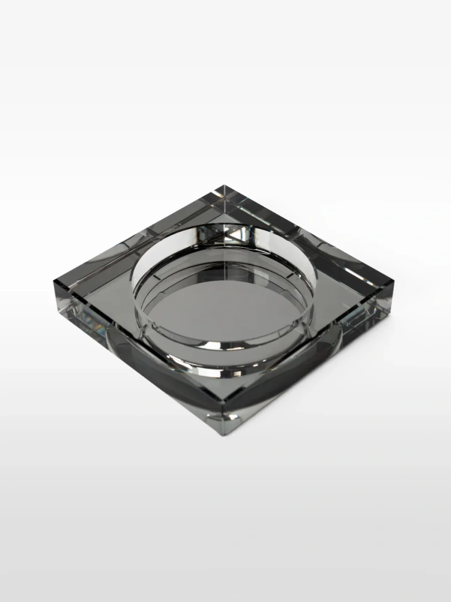 SQUARE MEDIUM CINZENTO, CINZEIRO DE CRISTAL