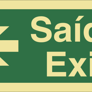 Sinalética Saída/ Exit em Texto (Seta para Esquerda) – E0042