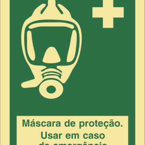 Sinalética de Máscara de Proteção. Usar em Caso de Emergência – E0292