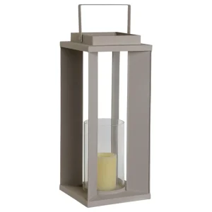 LANTERNA METAL RUGOSO BRANCO 20X20X48 GRAND