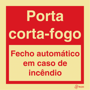 Sinalética Porta Corta Fogo Fecho Automático em Caso de Incêndio – I0540