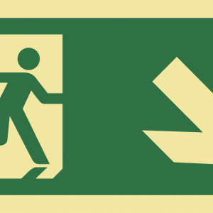Sinalética ISO de Saída com Seta para a Diagonal Inferior Direito – ISO003