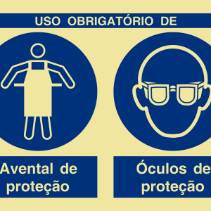 Sinalética Uso Obrigatório de Avental e Óculos de Proteção – OB0302