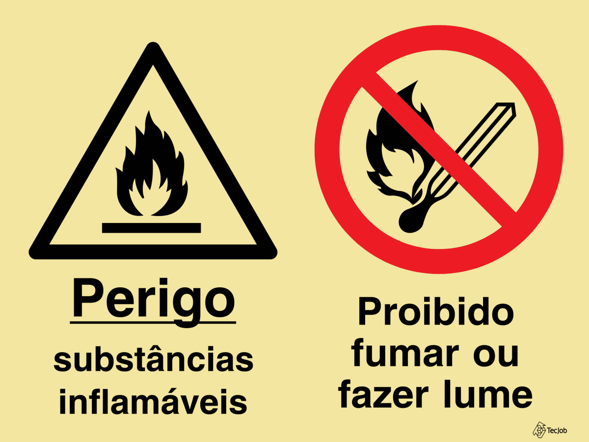 Sinalética Perigo Substâncias Inflamáveis/Proibido Fumar ou Fazer Lume – OB0365 - Image 2