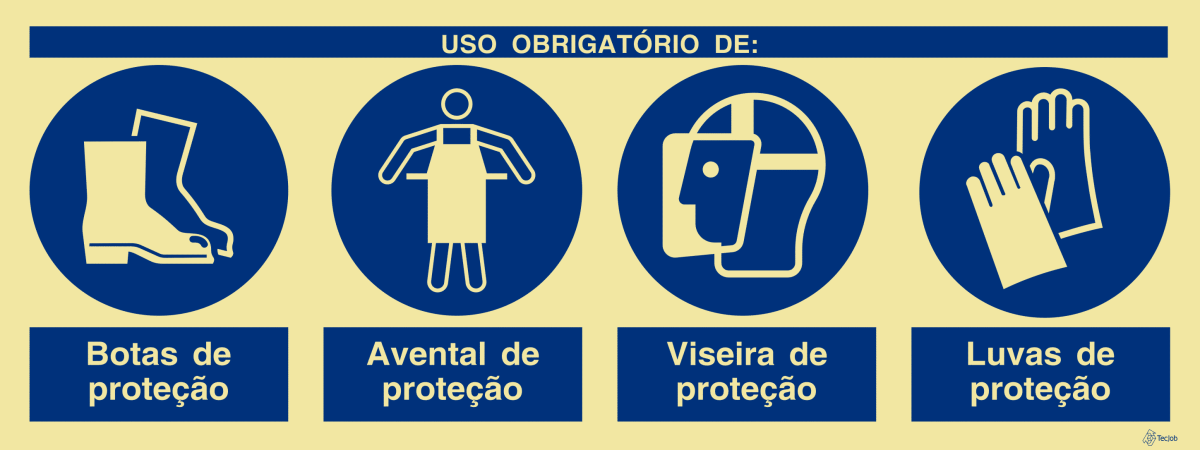Sinalética Uso Obrigatório de Botas, Avental, Viseira e Luvas de Proteção- OB0471 - Image 2
