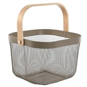 CESTA METAL E MADEIRA